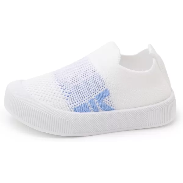 SOFMUO Baby Boys Girls Toddler Sneakers Kids Lightweight Knit Walking Shoes Mesh Breathable Tennis Trainers Shoe 13 YrsA2White