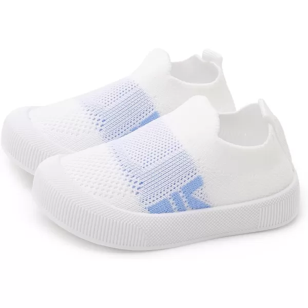 SOFMUO Baby Boys Girls Toddler Sneakers Kids Lightweight Knit Walking Shoes Mesh Breathable Tennis Trainers Shoe 13 YrsA2White
