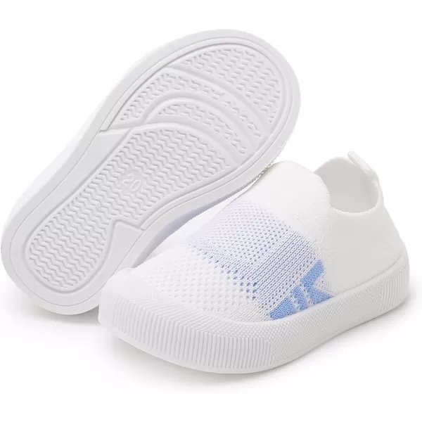 SOFMUO Baby Boys Girls Toddler Sneakers Kids Lightweight Knit Walking Shoes Mesh Breathable Tennis Trainers Shoe 13 YrsA2White