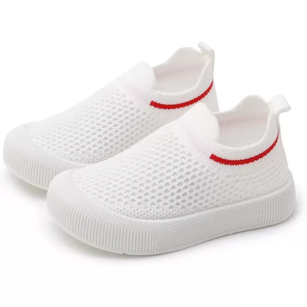 SOFMUO Baby Boys Girls Toddler Sneakers Kids Lightweight Knit Walking Shoes Mesh Breathable Tennis Trainers Shoe 13 YrsA3White