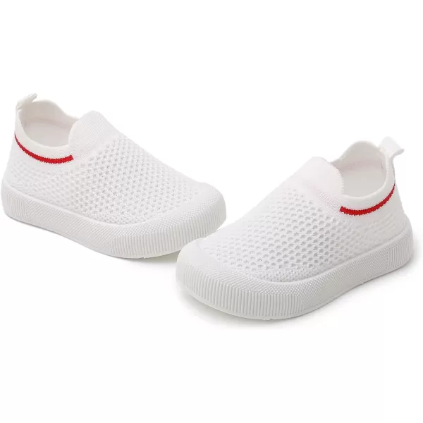SOFMUO Baby Boys Girls Toddler Sneakers Kids Lightweight Knit Walking Shoes Mesh Breathable Tennis Trainers Shoe 13 YrsA3White