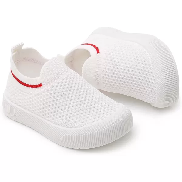 SOFMUO Baby Boys Girls Toddler Sneakers Kids Lightweight Knit Walking Shoes Mesh Breathable Tennis Trainers Shoe 13 YrsA3White