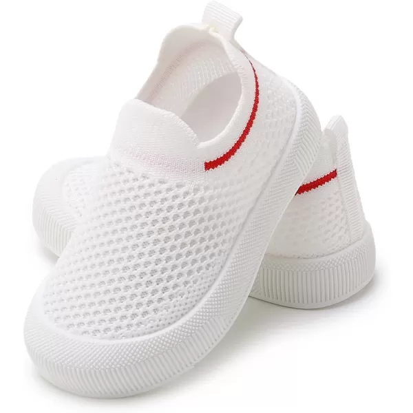 SOFMUO Baby Boys Girls Toddler Sneakers Kids Lightweight Knit Walking Shoes Mesh Breathable Tennis Trainers Shoe 13 YrsA3White