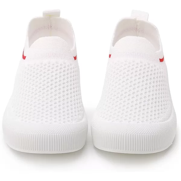 SOFMUO Baby Boys Girls Toddler Sneakers Kids Lightweight Knit Walking Shoes Mesh Breathable Tennis Trainers Shoe 13 YrsA3White
