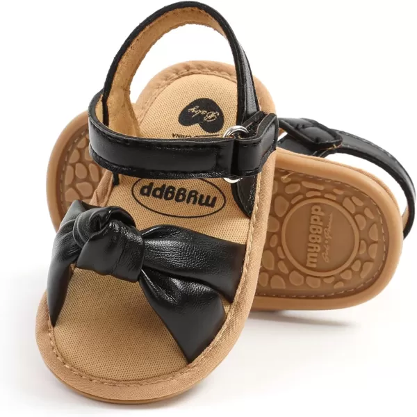 SOFMUO Baby Girl Sandals Bowknot Soft Infant Girls Princess Dress Summer Walking ShoesA02Black