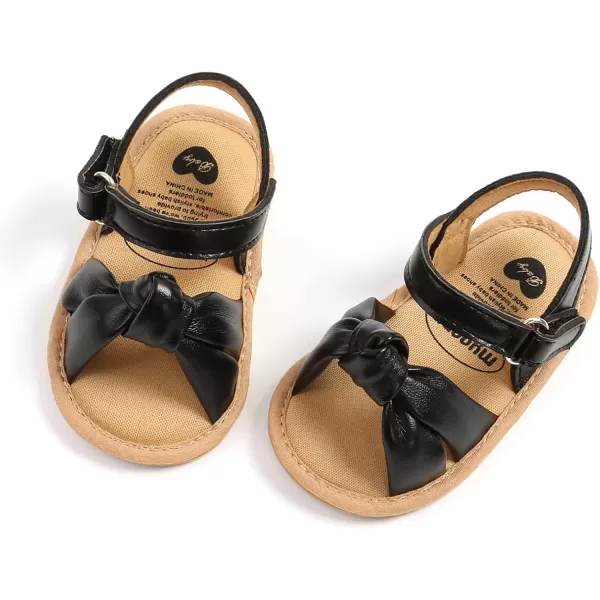 SOFMUO Baby Girl Sandals Bowknot Soft Infant Girls Princess Dress Summer Walking ShoesA02Black