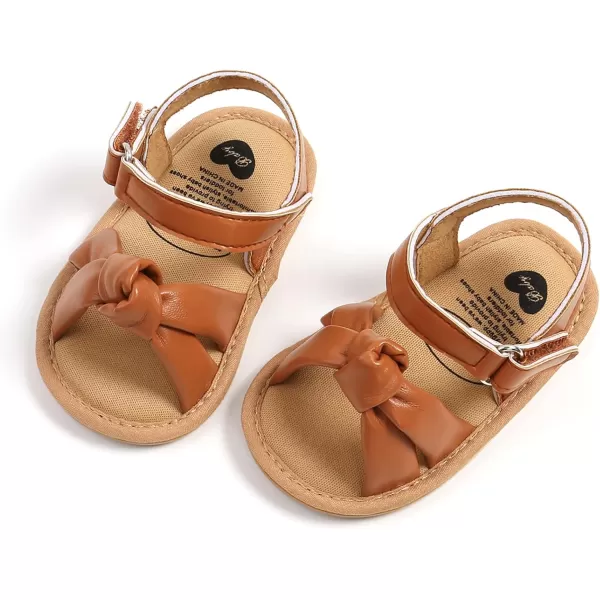 SOFMUO Baby Girl Sandals Bowknot Soft Infant Girls Princess Dress Summer Walking ShoesA02Brown