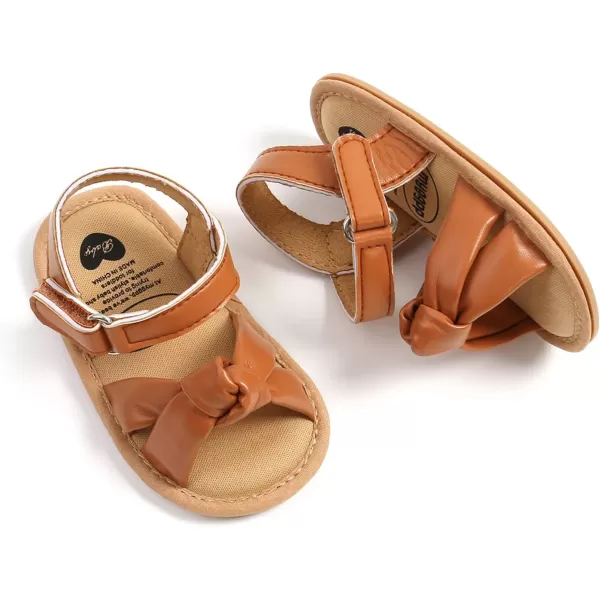 SOFMUO Baby Girl Sandals Bowknot Soft Infant Girls Princess Dress Summer Walking ShoesA02Brown