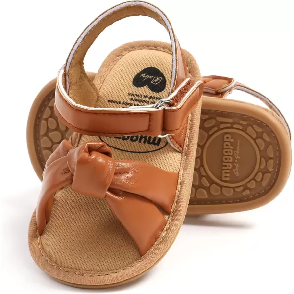 SOFMUO Baby Girl Sandals Bowknot Soft Infant Girls Princess Dress Summer Walking ShoesA02Brown