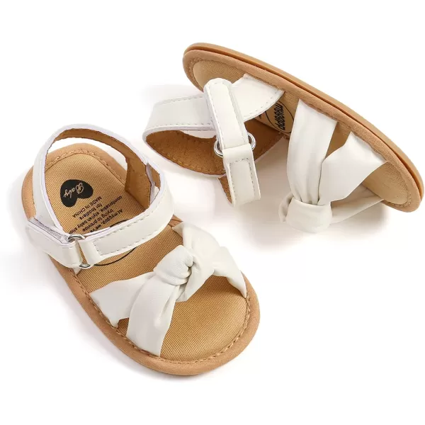 SOFMUO Baby Girl Sandals Bowknot Soft Infant Girls Princess Dress Summer Walking ShoesA02White