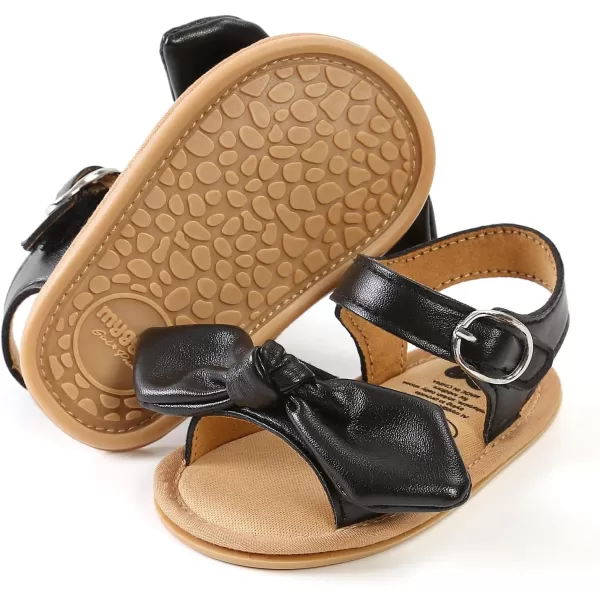 SOFMUO Baby Girl Sandals Bowknot Soft Infant Girls Princess Dress Summer Walking ShoesABlack