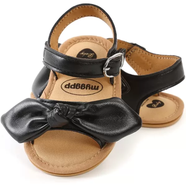 SOFMUO Baby Girl Sandals Bowknot Soft Infant Girls Princess Dress Summer Walking ShoesABlack