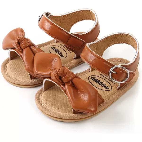 SOFMUO Baby Girl Sandals Bowknot Soft Infant Girls Princess Dress Summer Walking ShoesABrown