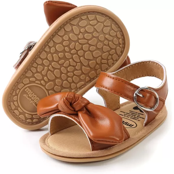 SOFMUO Baby Girl Sandals Bowknot Soft Infant Girls Princess Dress Summer Walking ShoesABrown
