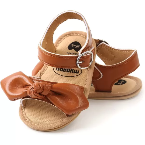 SOFMUO Baby Girl Sandals Bowknot Soft Infant Girls Princess Dress Summer Walking ShoesABrown