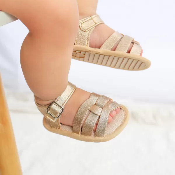 SOFMUO Baby Girl Sandals Bowknot Soft Infant Girls Princess Dress Summer Walking ShoesBGold