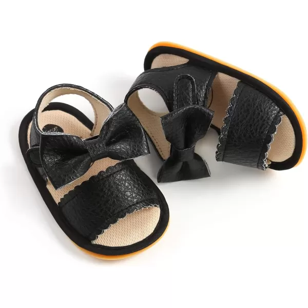 SOFMUO Baby Girl Sandals Bowknot Soft Infant Girls Princess Dress Summer Walking ShoesCBlack