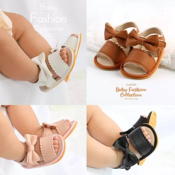 SOFMUO Baby Girl Sandals Bowknot Soft Infant Girls Princess Dress Summer Walking ShoesCBlack