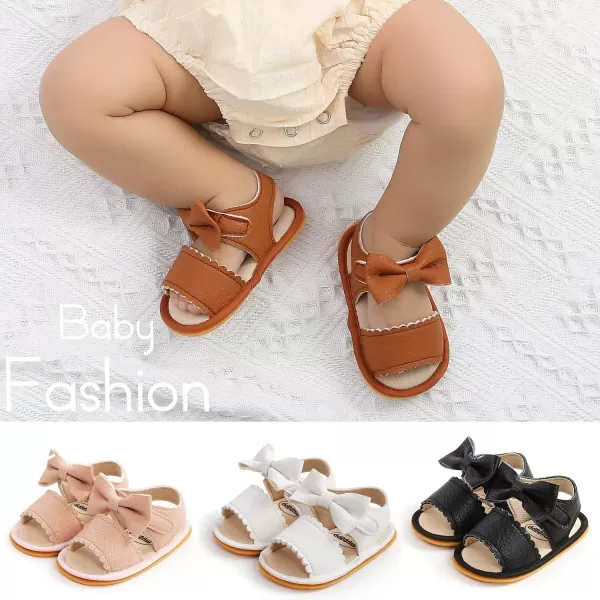 SOFMUO Baby Girl Sandals Bowknot Soft Infant Girls Princess Dress Summer Walking ShoesCBlack
