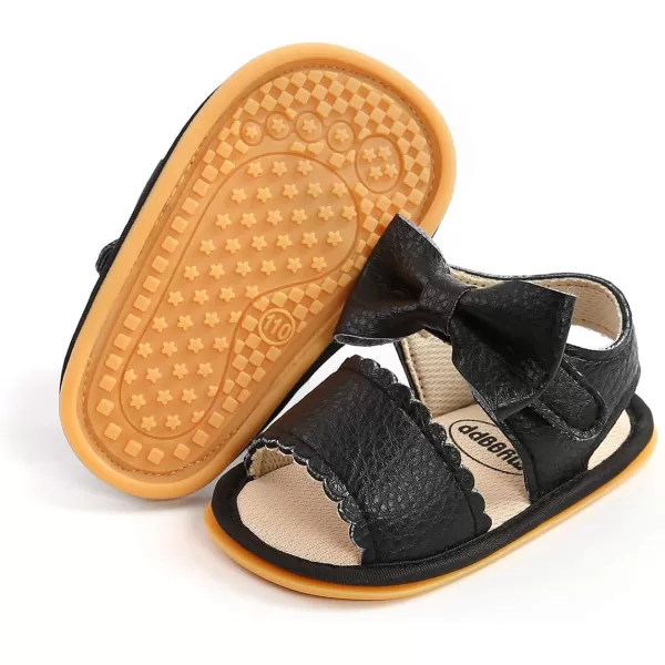 SOFMUO Baby Girl Sandals Bowknot Soft Infant Girls Princess Dress Summer Walking ShoesCBlack
