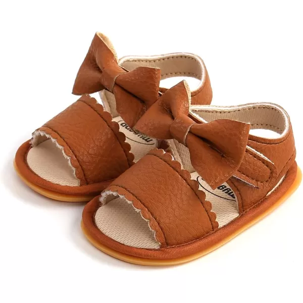 SOFMUO Baby Girl Sandals Bowknot Soft Infant Girls Princess Dress Summer Walking ShoesCBrown