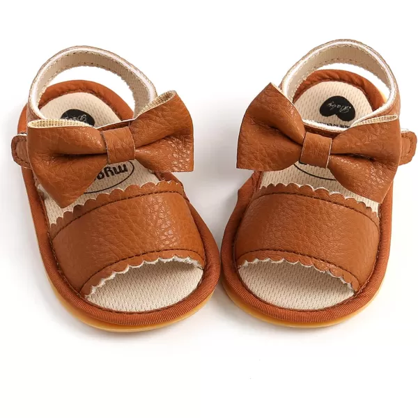 SOFMUO Baby Girl Sandals Bowknot Soft Infant Girls Princess Dress Summer Walking ShoesCBrown