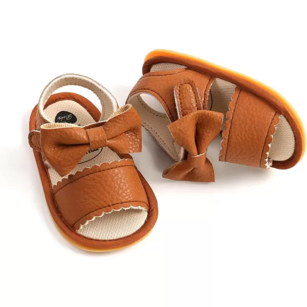 SOFMUO Baby Girl Sandals Bowknot Soft Infant Girls Princess Dress Summer Walking ShoesCBrown