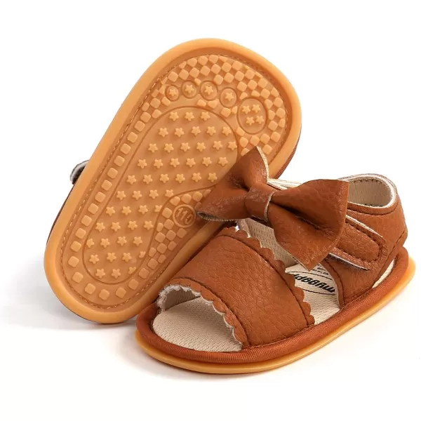 SOFMUO Baby Girl Sandals Bowknot Soft Infant Girls Princess Dress Summer Walking ShoesCBrown