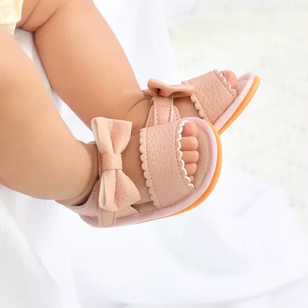 SOFMUO Baby Girl Sandals Bowknot Soft Infant Girls Princess Dress Summer Walking ShoesCPink