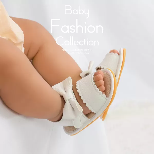 SOFMUO Baby Girl Sandals Bowknot Soft Infant Girls Princess Dress Summer Walking ShoesCWhite