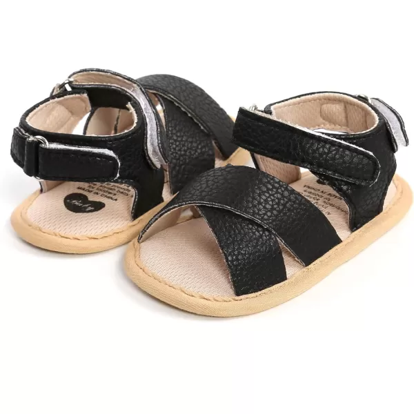 SOFMUO Baby Girl Sandals Bowknot Soft Infant Girls Princess Dress Summer Walking ShoesDBlack