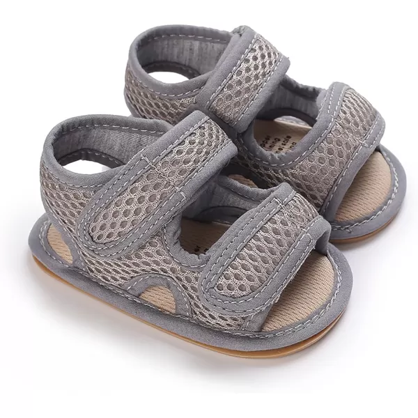 SOFMUO Baby Girls Boys Sparkly Bowknot Sandals Premium Soft AntiSlip Rubber Sole Infant Summer Outdoor Shoes Toddler First WalkersA01Grey