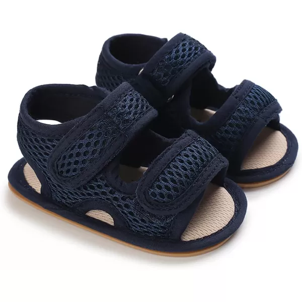 SOFMUO Baby Girls Boys Sparkly Bowknot Sandals Premium Soft AntiSlip Rubber Sole Infant Summer Outdoor Shoes Toddler First WalkersA01Navy