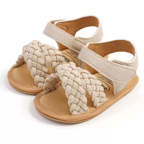 SOFMUO Baby Girls Boys Sparkly Bowknot Sandals Premium Soft AntiSlip Rubber Sole Infant Summer Outdoor Shoes Toddler First WalkersA04Beige