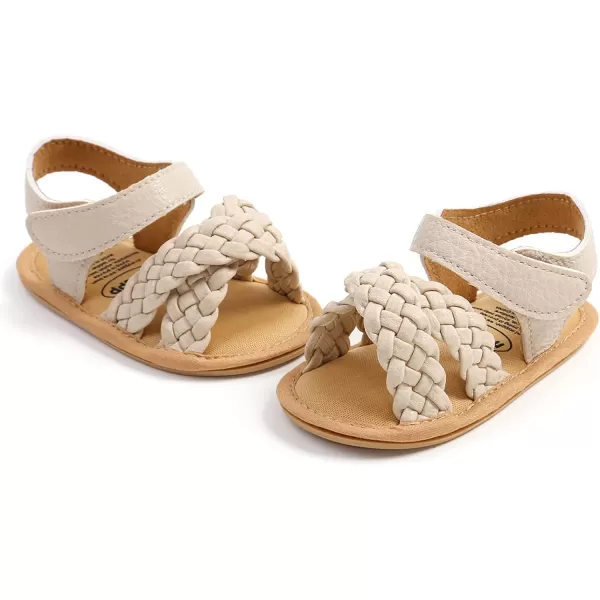 SOFMUO Baby Girls Boys Sparkly Bowknot Sandals Premium Soft AntiSlip Rubber Sole Infant Summer Outdoor Shoes Toddler First WalkersA04Beige