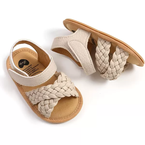 SOFMUO Baby Girls Boys Sparkly Bowknot Sandals Premium Soft AntiSlip Rubber Sole Infant Summer Outdoor Shoes Toddler First WalkersA04Beige