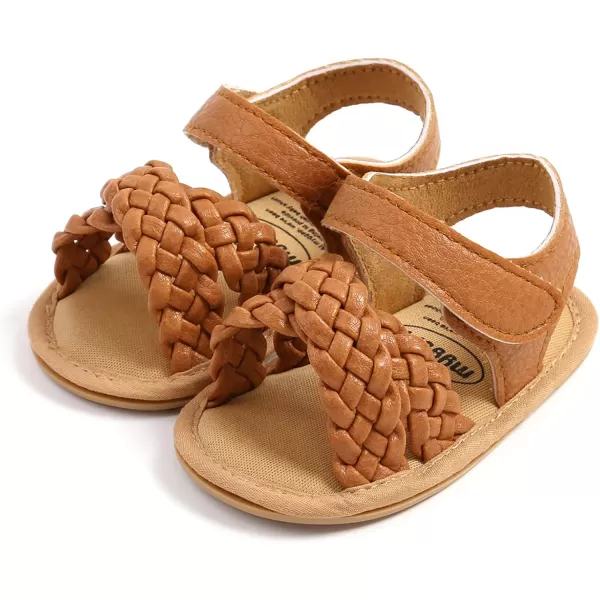 SOFMUO Baby Girls Boys Sparkly Bowknot Sandals Premium Soft AntiSlip Rubber Sole Infant Summer Outdoor Shoes Toddler First WalkersA04Brown