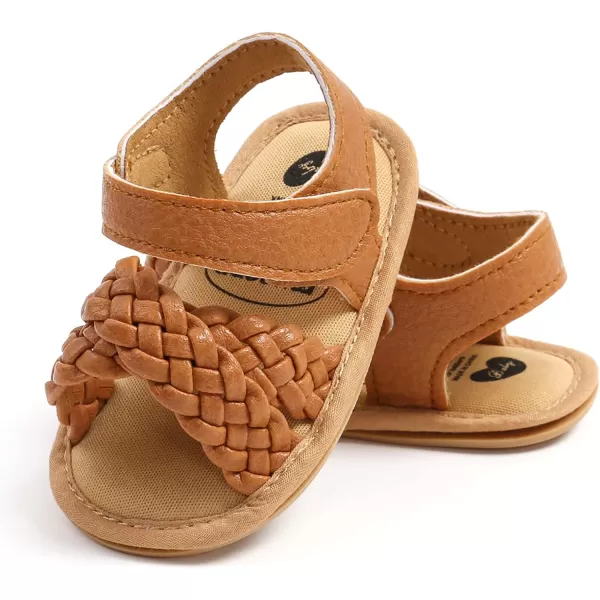SOFMUO Baby Girls Boys Sparkly Bowknot Sandals Premium Soft AntiSlip Rubber Sole Infant Summer Outdoor Shoes Toddler First WalkersA04Brown