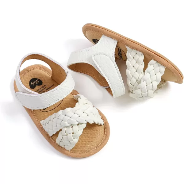SOFMUO Baby Girls Boys Sparkly Bowknot Sandals Premium Soft AntiSlip Rubber Sole Infant Summer Outdoor Shoes Toddler First WalkersA04White
