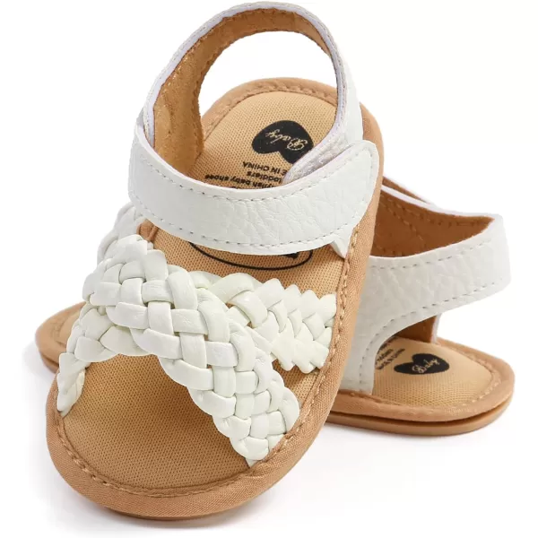 SOFMUO Baby Girls Boys Sparkly Bowknot Sandals Premium Soft AntiSlip Rubber Sole Infant Summer Outdoor Shoes Toddler First WalkersA04White