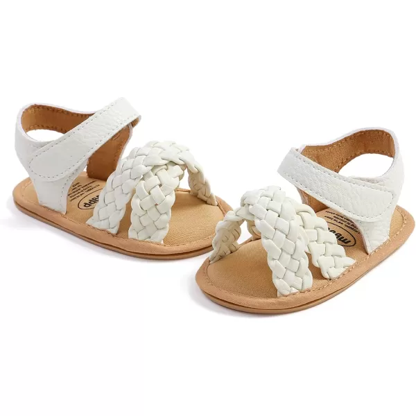 SOFMUO Baby Girls Boys Sparkly Bowknot Sandals Premium Soft AntiSlip Rubber Sole Infant Summer Outdoor Shoes Toddler First WalkersA04White