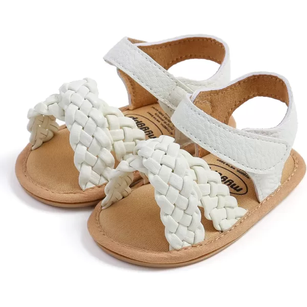 SOFMUO Baby Girls Boys Sparkly Bowknot Sandals Premium Soft AntiSlip Rubber Sole Infant Summer Outdoor Shoes Toddler First WalkersA04White