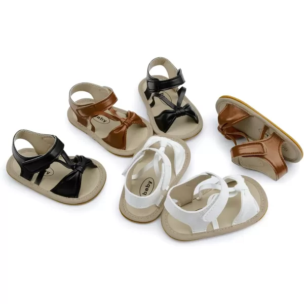 SOFMUO Baby Girls Boys Sparkly Bowknot Sandals Premium Soft AntiSlip Rubber Sole Infant Summer Outdoor Shoes Toddler First WalkersA05Black