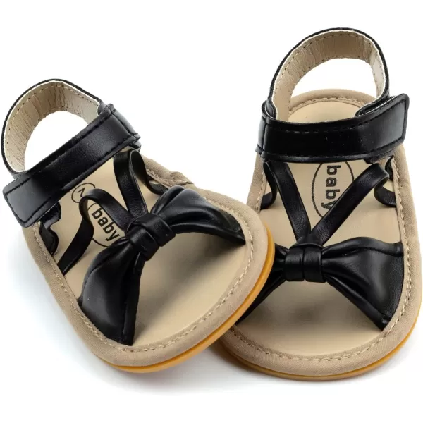 SOFMUO Baby Girls Boys Sparkly Bowknot Sandals Premium Soft AntiSlip Rubber Sole Infant Summer Outdoor Shoes Toddler First WalkersA05Black