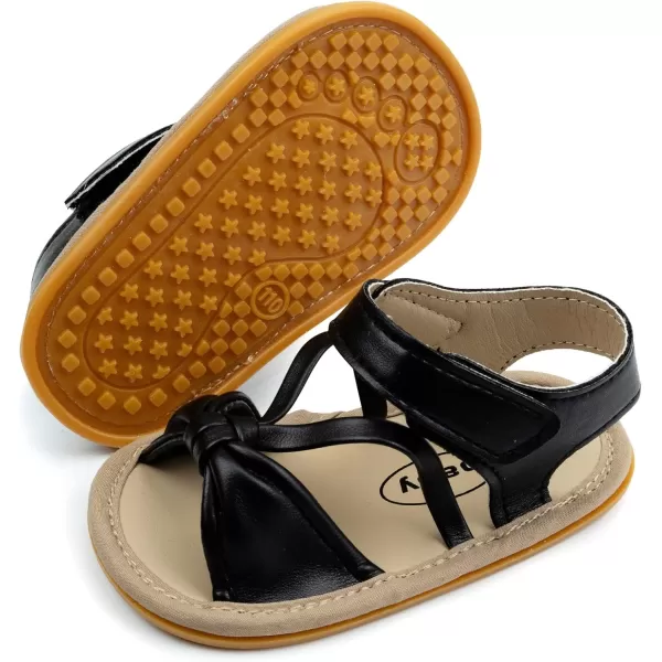 SOFMUO Baby Girls Boys Sparkly Bowknot Sandals Premium Soft AntiSlip Rubber Sole Infant Summer Outdoor Shoes Toddler First WalkersA05Black