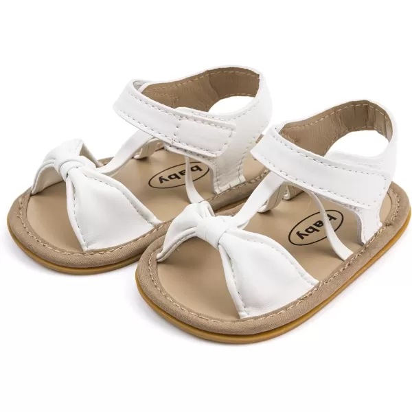 SOFMUO Baby Girls Boys Sparkly Bowknot Sandals Premium Soft AntiSlip Rubber Sole Infant Summer Outdoor Shoes Toddler First WalkersA05White