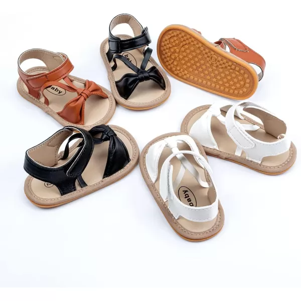 SOFMUO Baby Girls Boys Sparkly Bowknot Sandals Premium Soft AntiSlip Rubber Sole Infant Summer Outdoor Shoes Toddler First WalkersA05White