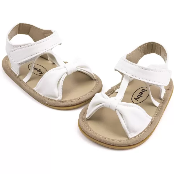 SOFMUO Baby Girls Boys Sparkly Bowknot Sandals Premium Soft AntiSlip Rubber Sole Infant Summer Outdoor Shoes Toddler First WalkersA05White