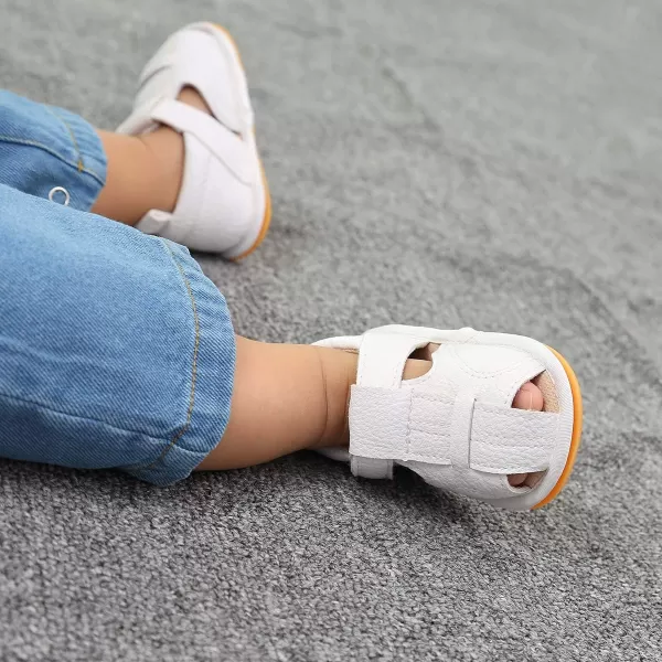 SOFMUO Baby Girls Boys Sparkly Bowknot Sandals Premium Soft AntiSlip Rubber Sole Infant Summer Outdoor Shoes Toddler First WalkersA3White