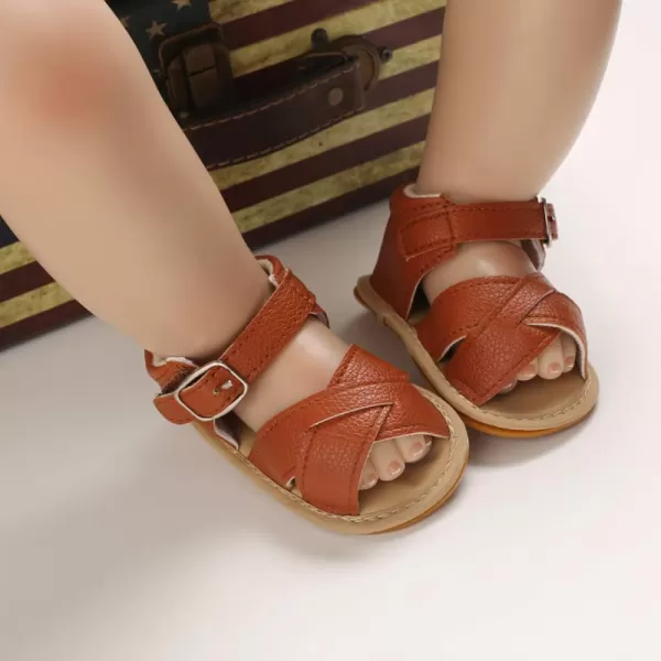 SOFMUO Baby Girls Boys Sparkly Bowknot Sandals Premium Soft AntiSlip Rubber Sole Infant Summer Outdoor Shoes Toddler First WalkersAbrown